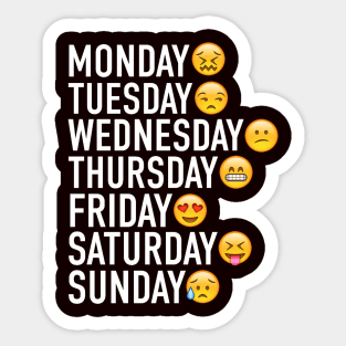 Days of the Week Expressed Through Emojis (White) Sticker